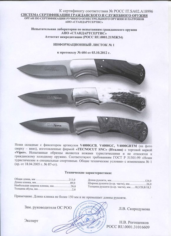 Ножи складные с фиксатором Viper V4000GCB, V4000GC, V4000GRTM