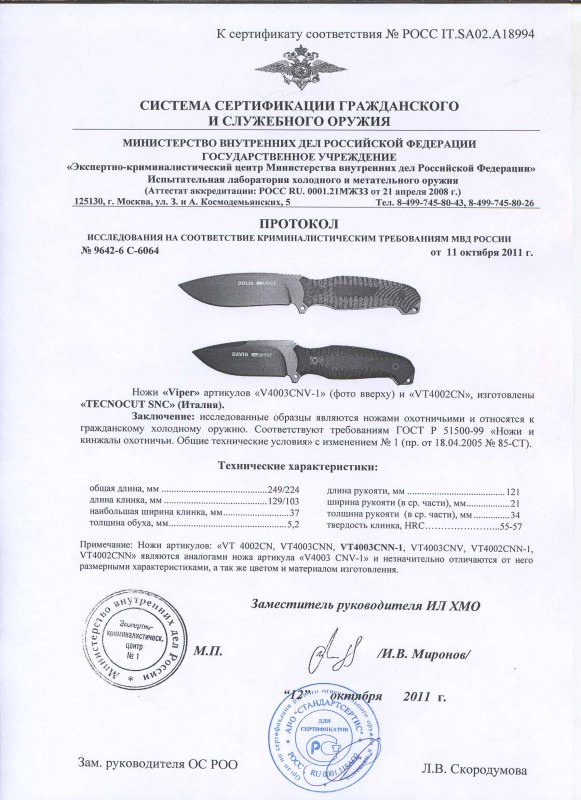 Ножи нескладные Viper V4003CNV-1, VT4002CN