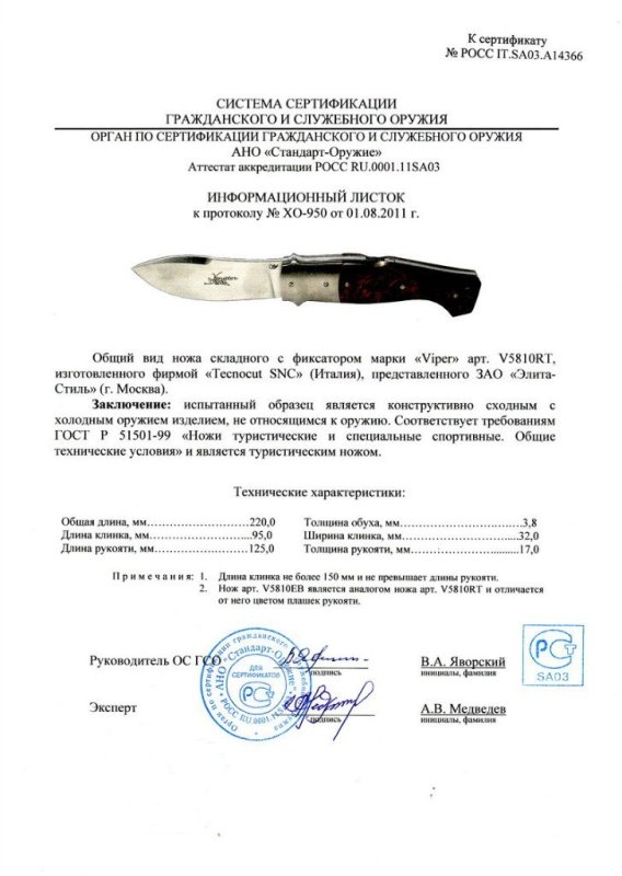 Нож складной с фиксатором Viper V5810RT