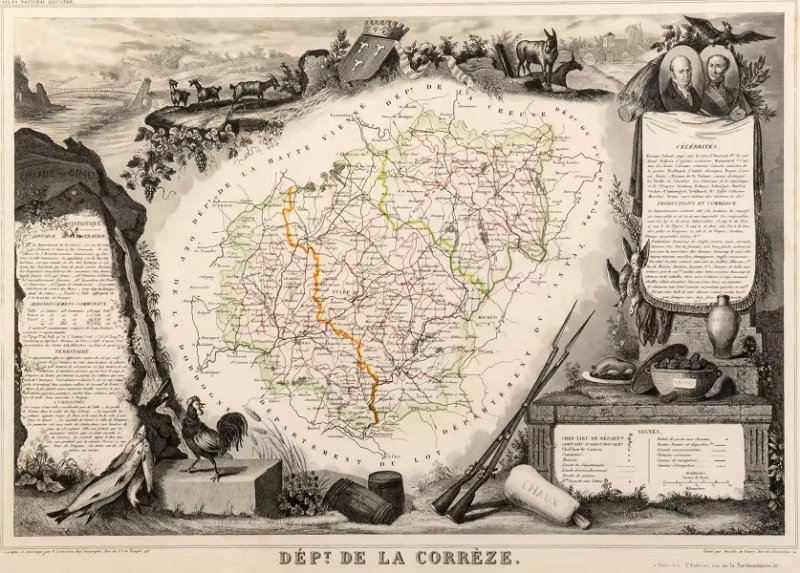 Гравюра «Карта Коррез» 1840-1860 гг.