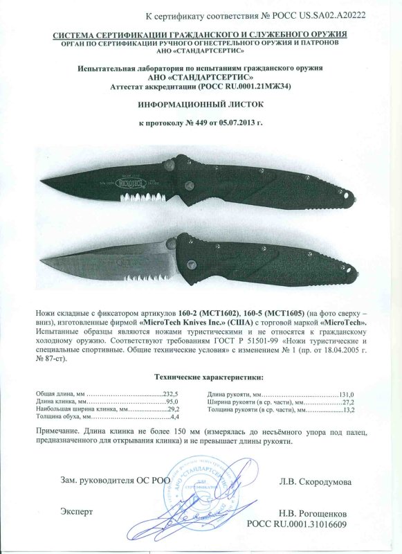 Ножи складные с фиксатором Microtech «160-2 (МСТ1602» и «160-5 МСТ1605»