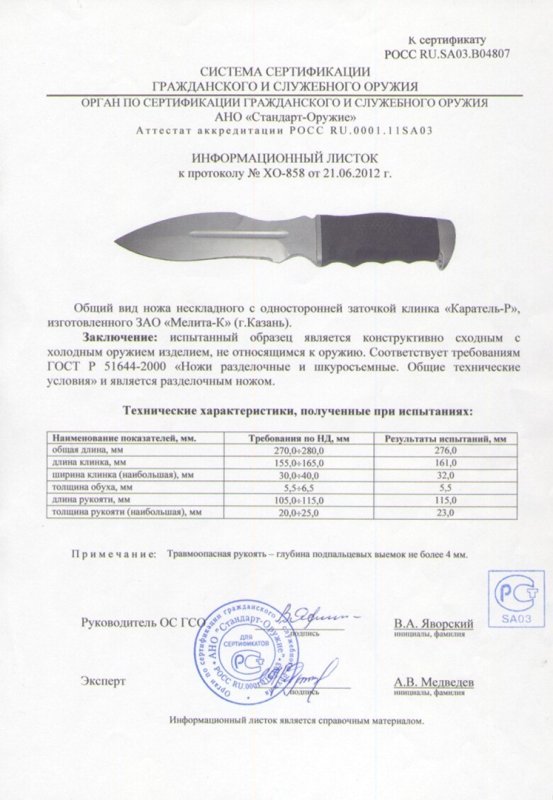 Нож нескладной Мелита «Каратель-Р»