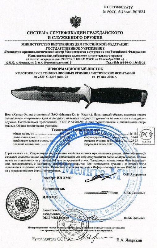 Нож нескладной Мелита «Катран-3»