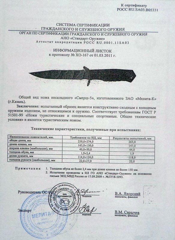 Нож нескладной Мелита «Смерш-5»