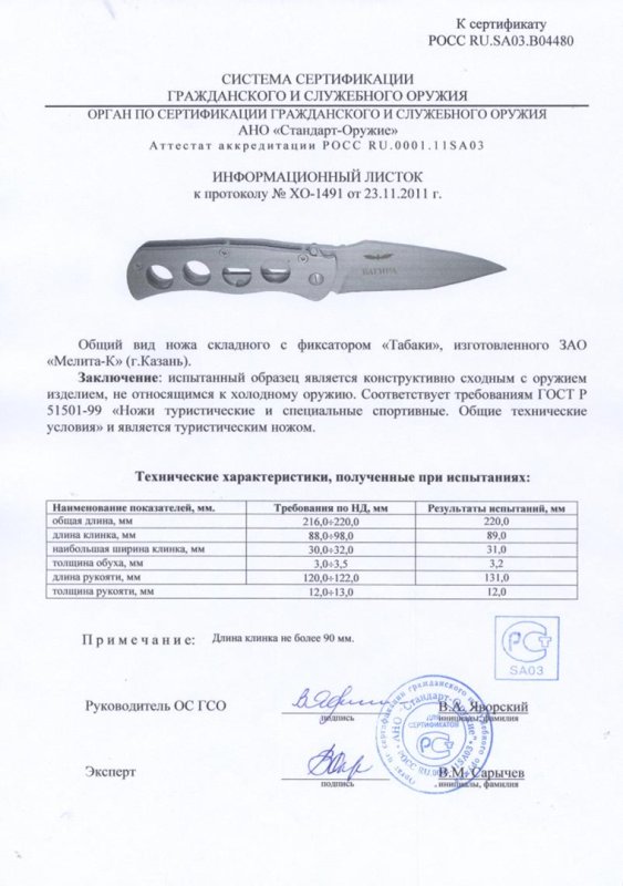 Нож складной с фиксатором Мелита «Табаки»