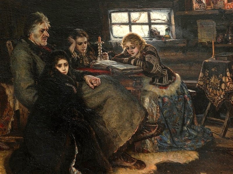 Меншиков с дочерьми в Березове. Картина 1888 г.