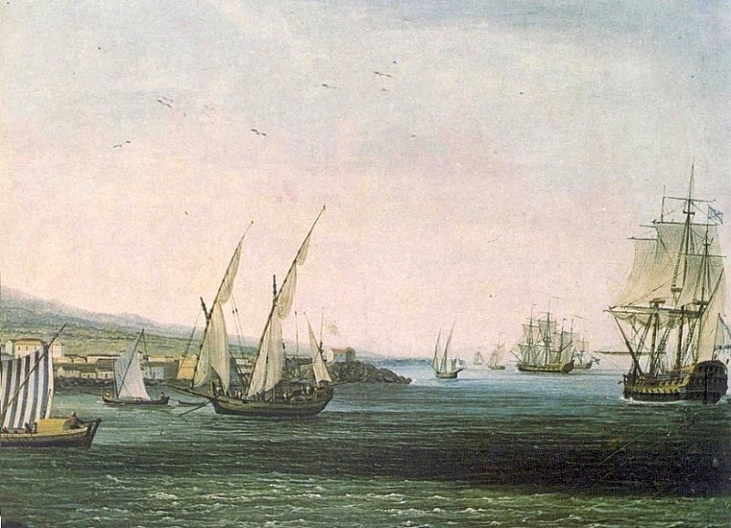 Русская эскадра у берегов Катании в Греческом архипелаге. Картина   1778 г.
