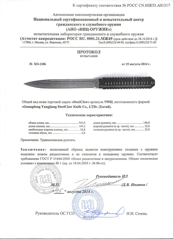 Нож нескладной Steelclaw SW02
