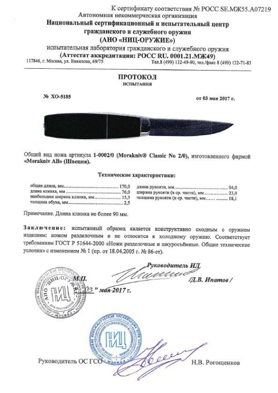 Нож нескладной Morakniv 1-0002/0 (Morakniv Classic No 2/0)