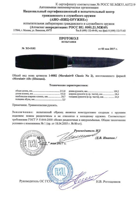Нож нескладной Morakniv 1-0002 (Morakniv Classic No 2)