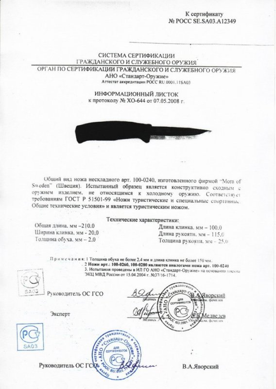 Нож нескладной Mora 100-0240 (100-0260, 100-0280)