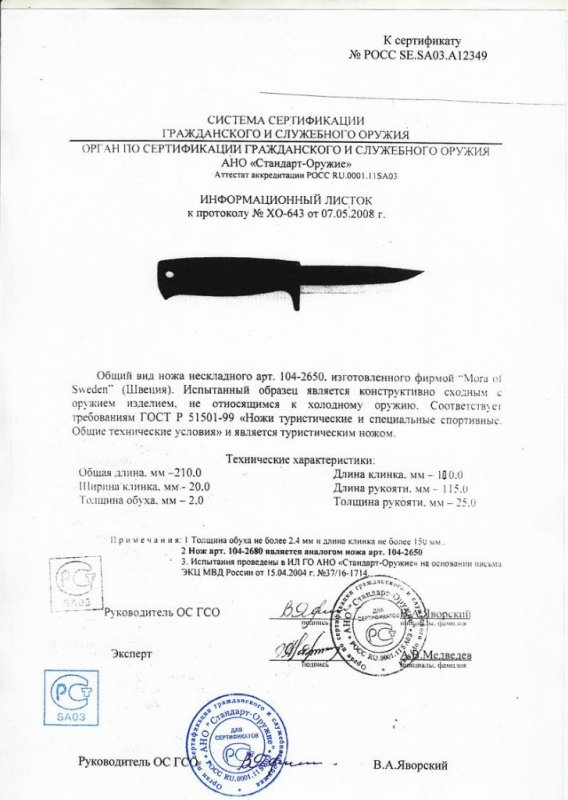 Нож нескладной Mora 104-2650 (104-2680)