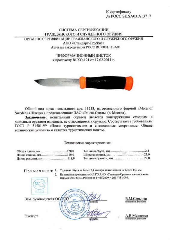 Нож нескладной Mora 11213