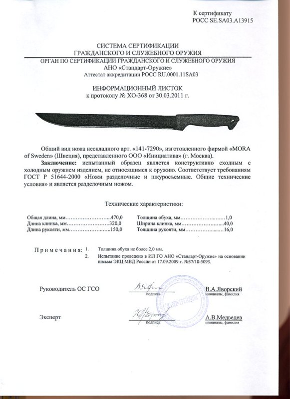 Нож нескладной Mora 141-7290