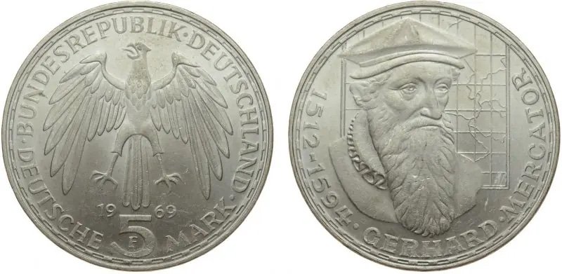 5 марок ФРГ 1969 года