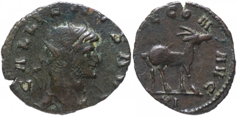 Римская монета с изображением антилопы