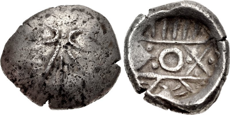 Индийская монета, отчеканенная при Ахеменидах, ок. 500-350 до н.э.