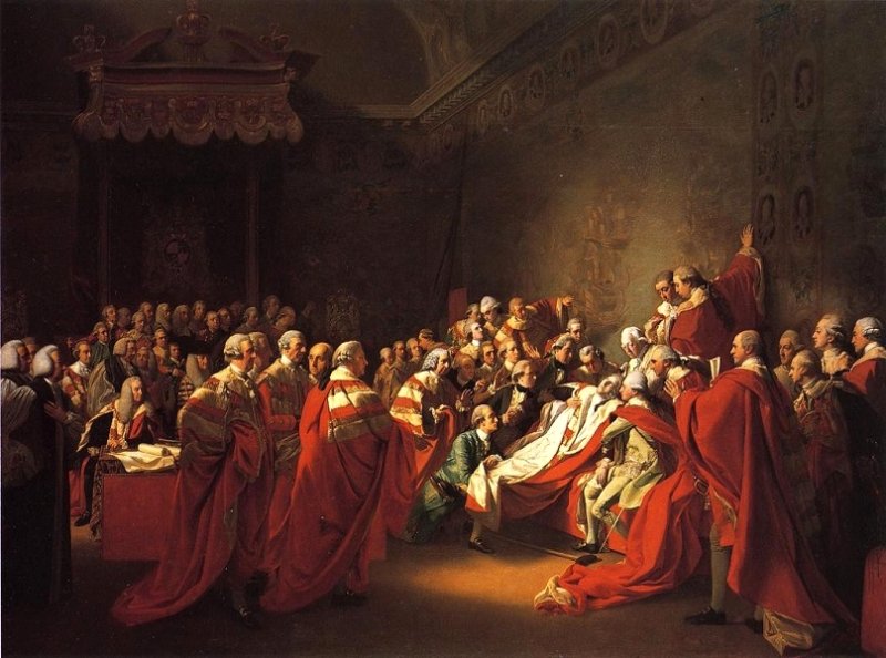 Последняя речь графа Четэма в Палате лордов. Картина 1780 г.