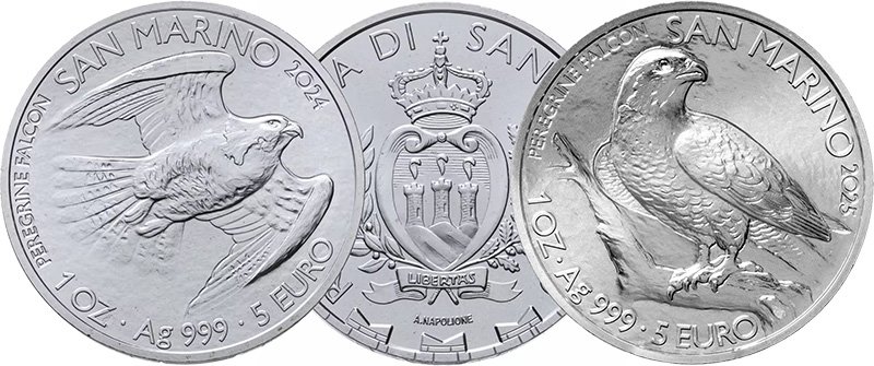 Серебряные монеты «Сапсан» 2024 и 2025 гг.