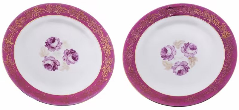 Набор из двух тарелок с цветочным декором, V.E.B. Spezialkombinat Porzellan Eisenberg (SEP)