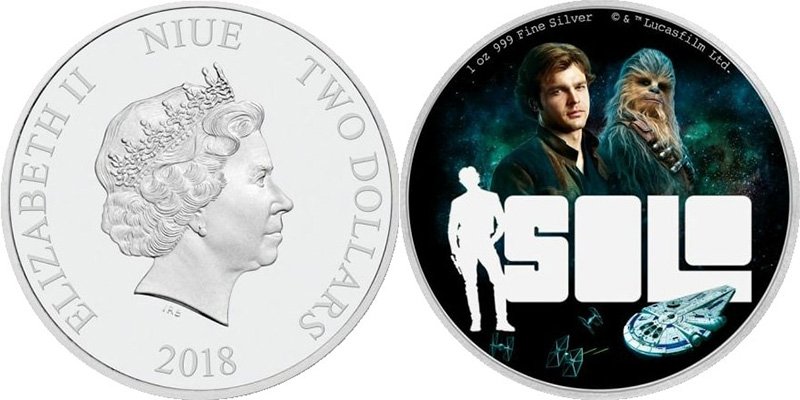 Монета, посвящённая выходу фильма «Solo: A Star Wars Story»