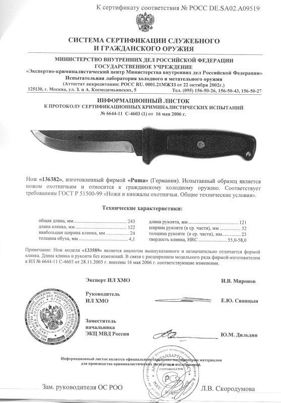 Нож нескладной Puma 136382 (133589)