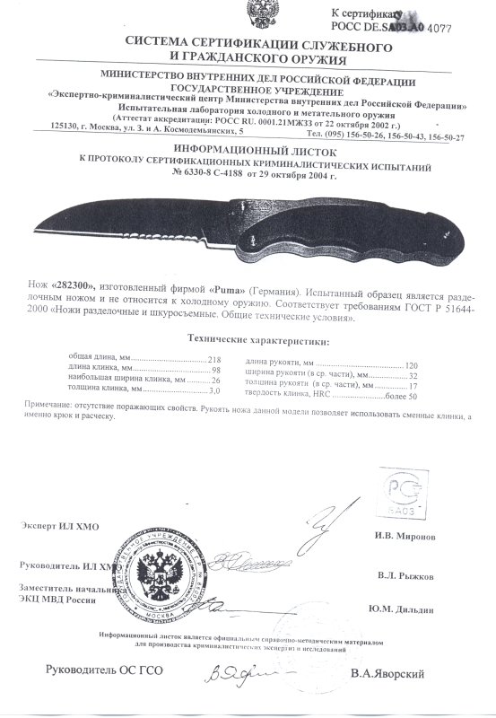 Нож нескладной Puma 282300