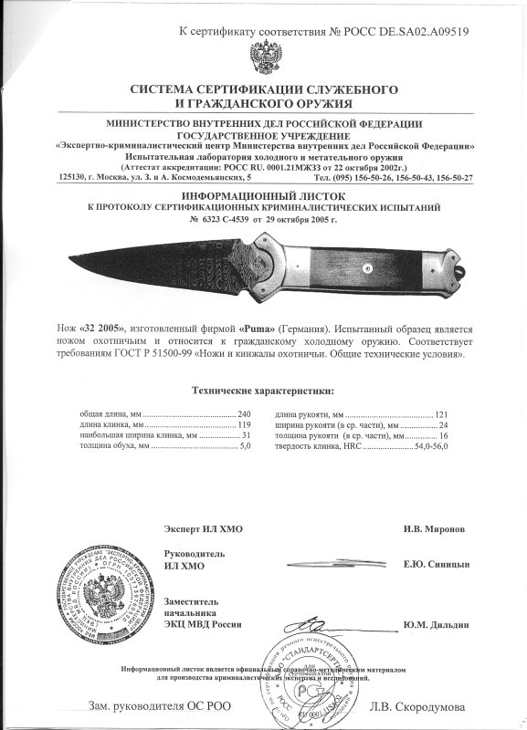 Нож нескладной Puma 322005