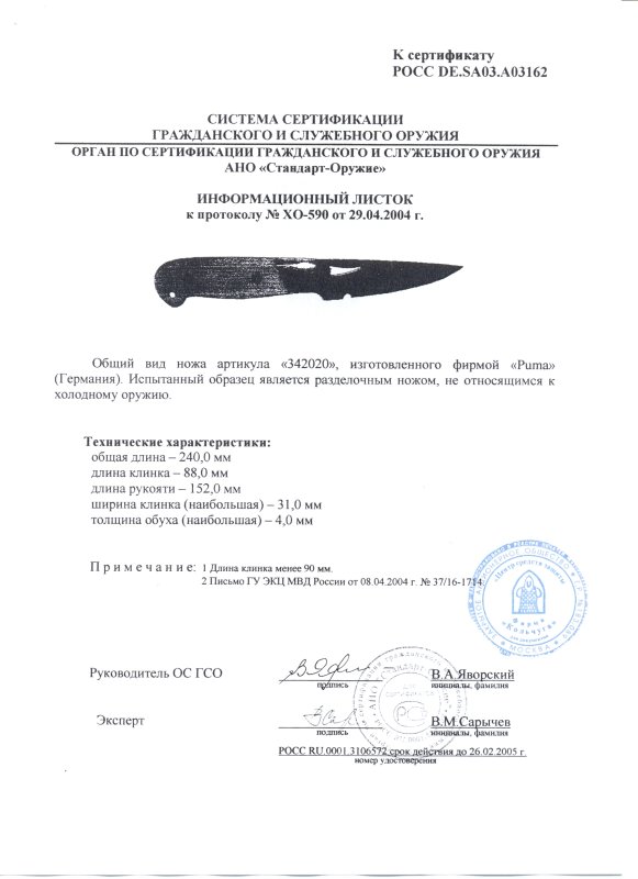 Нож нескладной Puma 342020