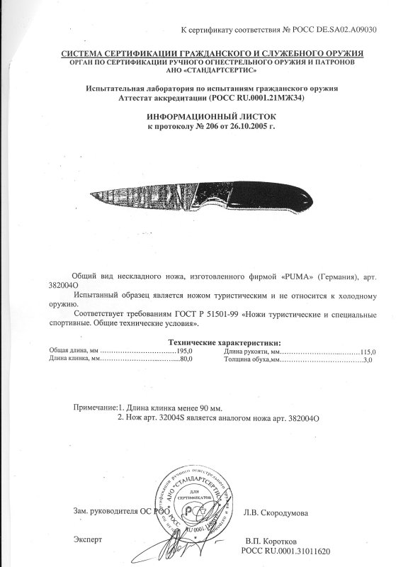 Нож нескладной Puma 3820040 (32004S)
