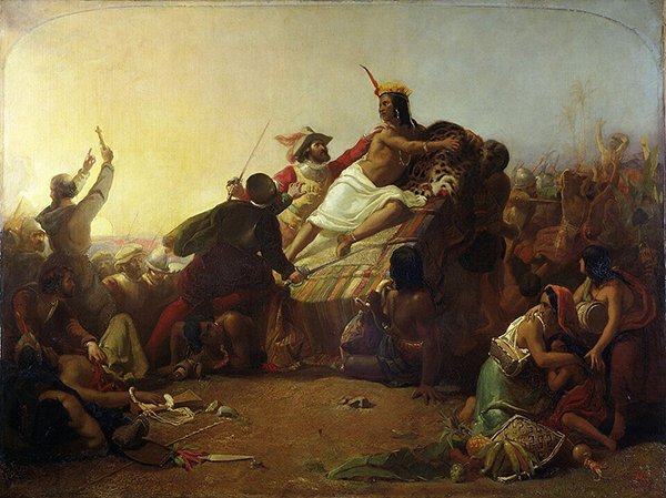 Джон Эверетт Милле. «Писарро берёт в плен Инку Атауальпу». 1845 г.