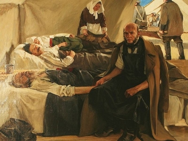 Хирург Пирогов в осажденном Севастополе. Картина XX в.