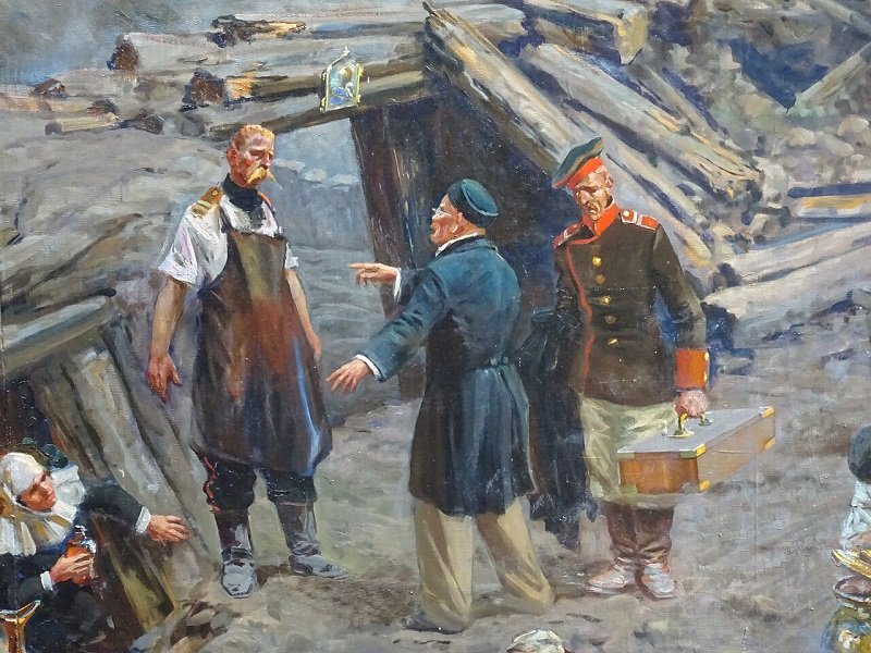 Пирогов на фрагменте панорамы «Оборона Севастополя», 1904 г.