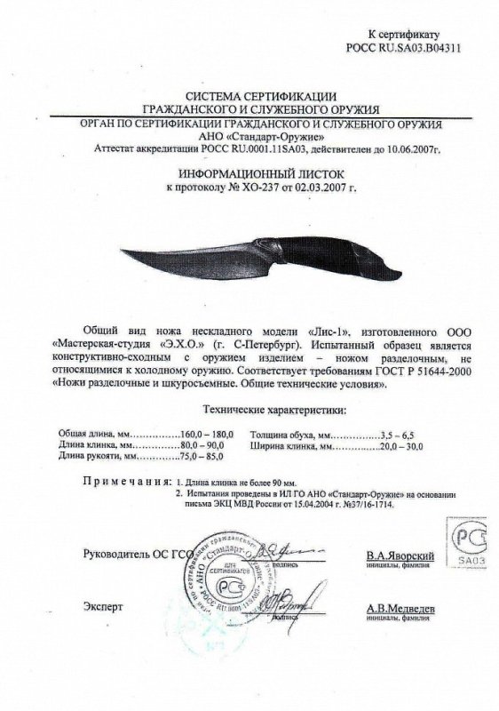 Нож нескладной Мастерской-студии ЭХО «Лис-1»