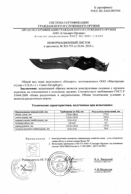 Нож нескладной Мастерской-студии ЭХО «Носорог»