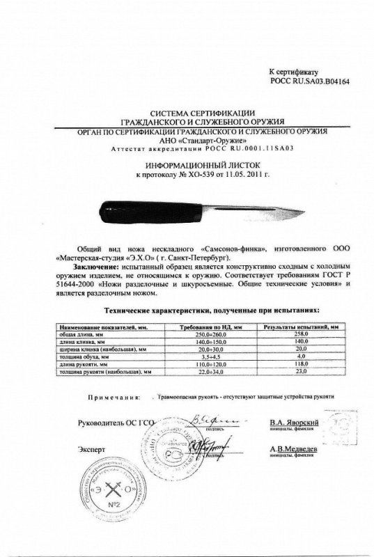 Нож нескладной Мастерской-студии ЭХО «Самсонов-финка»