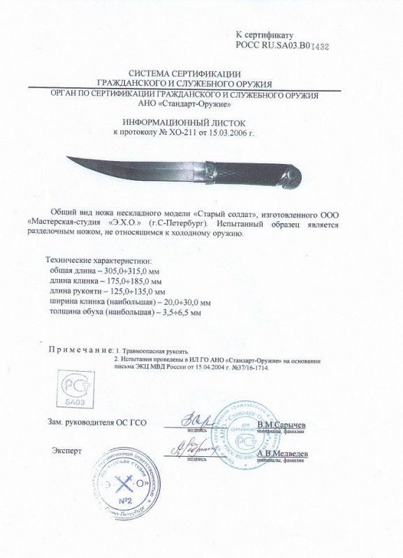 Нож нескладной Мастерской-студии ЭХО «Старый солдат»