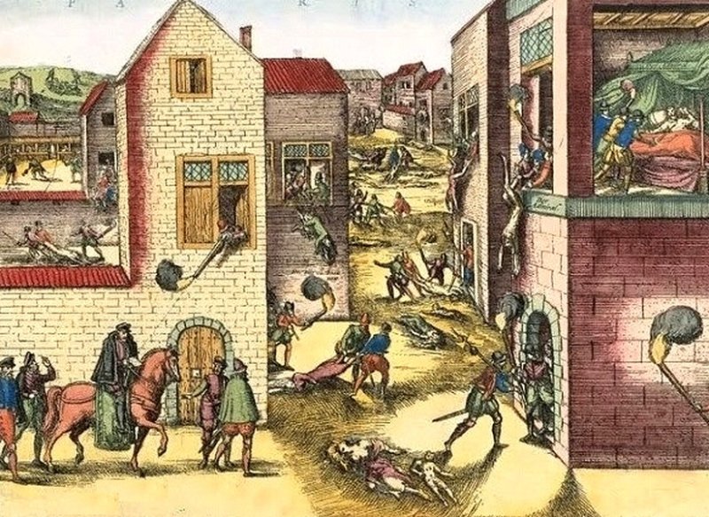 Последствия Варфоломеевской ночи. Немецкая гравюра XVI в.