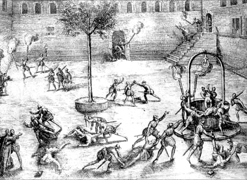 Резня в Париже на гравюре 1580-х гг.