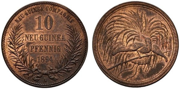10 пфеннигов 1894 года. Германская Новая Гвинея