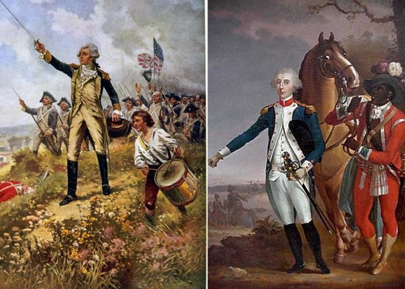 Маркиз де Лафайет в США. Картины XVIII в.