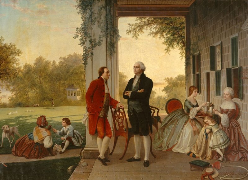 Лафайет и Вашингтон в Маунт-Вернон в 1774 г. Картина  1859 г.