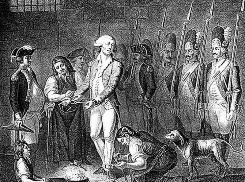 Лафайет в австрийской тюрьме. Гравюра XVIII в.
