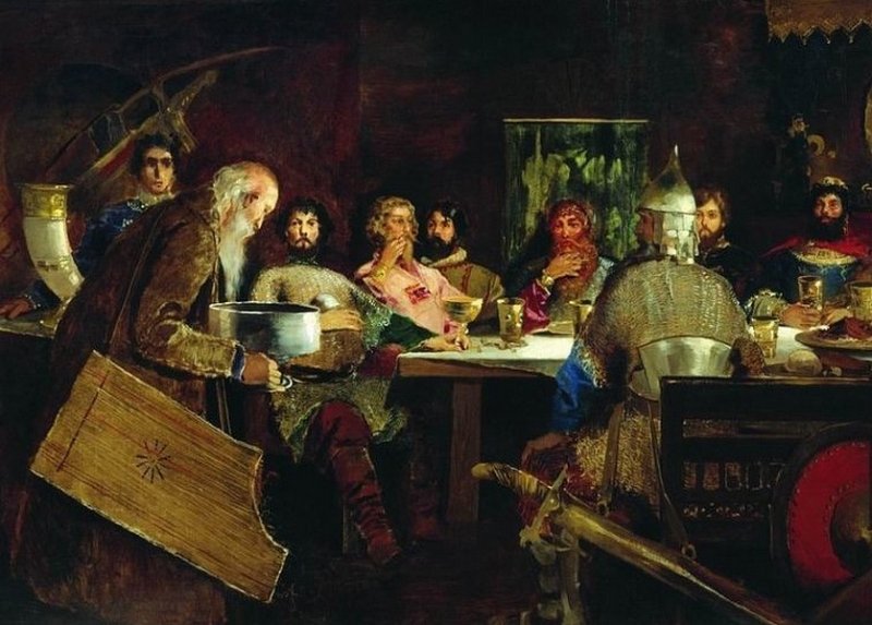 Пир богатырей у князя Владимира. Картина 1888 г.