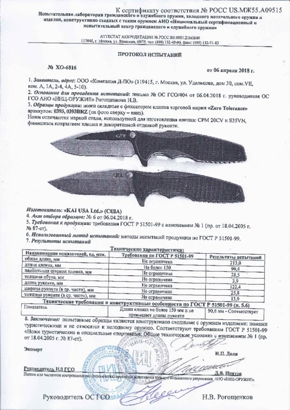 Ножи складные с фиксатором Zero Tolerance (ZT) 0393 и 0393BRZ