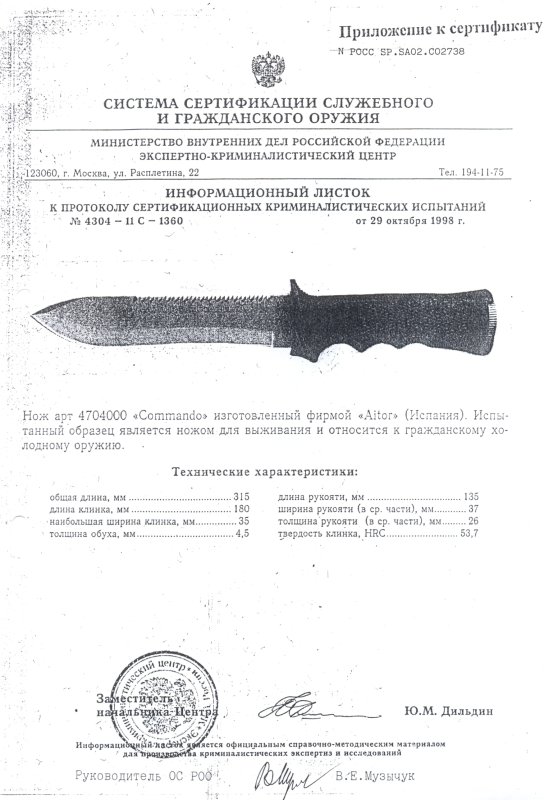 Нож нескладной для выживания AITOR «470.4000» (Сommando)