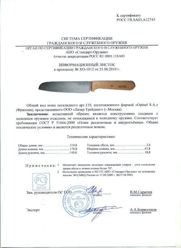 Нож нескладной Opinel «119»