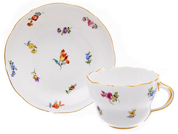 Пара чайная с нежным цветочным декором, "Meissen porcelain manufactory" (Мейсен), Германия, 1860-1890 гг.