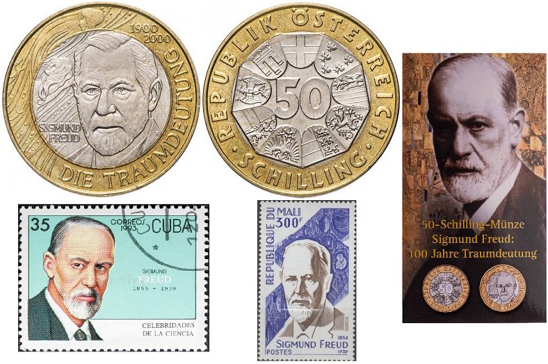 Монеты и марки, посвященные Фрейду