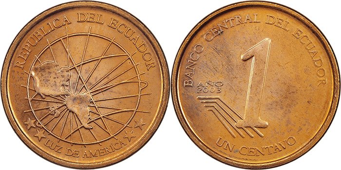 1 сентаво Эквадора 2003 года